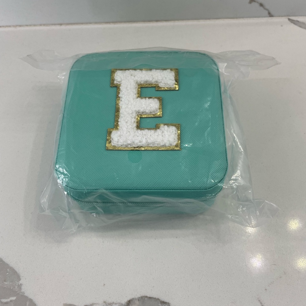 Monogrammed “E” Turquoise Jewelry Case